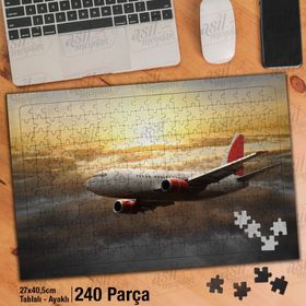 Asil Hobi Gökyüzü-Uçak-Bulutlar-Gün Batımı Yapboz-Ayak Destekli Çerçeveli 240 Parça Puzzle