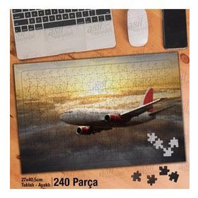 Asil Hobi Gökyüzü-Uçak-Bulutlar-Gün Batımı Yapboz-Ayak Destekli Çerçeveli 240 Parça Puzzle