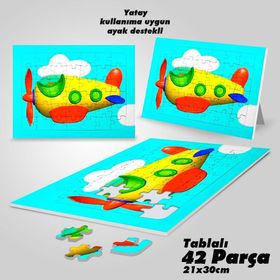 Asil Hobi Gökyüzünde Uçan Uçak-Bulutlar Yapboz-Ayak Destekli Çerçeveli 42 Parça Puzzle