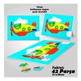 Asil Hobi Gökyüzünde Uçan Uçak-Bulutlar Yapboz-Ayak Destekli Çerçeveli 42 Parça Puzzle