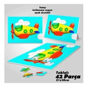 Asil Hobi Gökyüzünde Uçan Uçak-Bulutlar Yapboz-Ayak Destekli Çerçeveli 42 Parça Puzzle