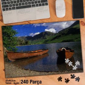 Asil Hobi Göl-Ağaçlar-Kayık-Doğa-Gökyüzü-Yapboz-Ayak Destekli 240 Parça Puzzle