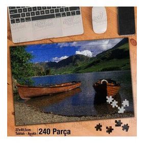 Asil Hobi Göl-Ağaçlar-Kayık-Doğa-Gökyüzü-Yapboz-Ayak Destekli 240 Parça Puzzle
