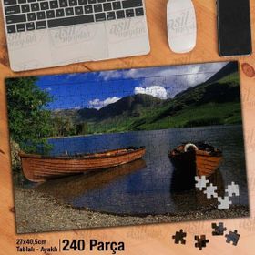 Asil Hobi Göl-Ağaçlar-Kayık-Doğa-Gökyüzü-Yapboz-Ayak Destekli 240 Parça Puzzle