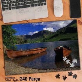 Asil Hobi Göl-Ağaçlar-Kayık-Doğa-Gökyüzü-Yapboz-Ayak Destekli 240 Parça Puzzle