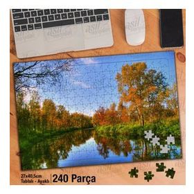 Asil Hobi Göl-Gökyüzü-Ağaçlar-Yansıma-Doğa-Yapboz-Ayak Destekli 240 Parça Puzzle