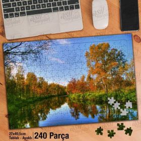 Asil Hobi Göl-Gökyüzü-Ağaçlar-Yansıma-Doğa-Yapboz-Ayak Destekli 240 Parça Puzzle