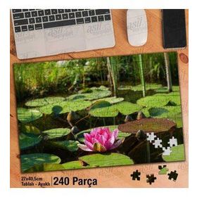 Asil Hobi Göl-Nilüfer-Yeşil Yapraklar-Doğa Yapboz-Ayak Destekli Çerçeveli 240 Parça Puzzle