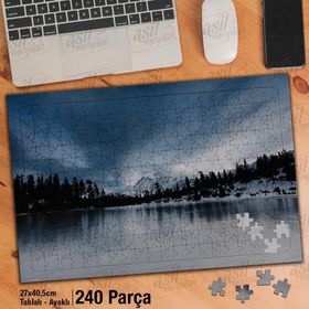Asil Hobi Göl-Soğuk-Kış-Doğa-Güzellik-Manzara Yapboz-Ayak Destekli Çerçeveli 240 Parça Puzzle