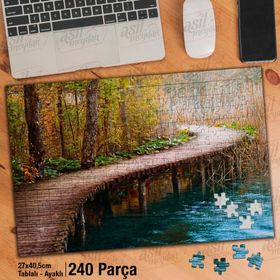 Asil Hobi Göl-Tahta Köprü-Manzara-Doğa Yapboz-Ayak Destekli Çerçeveli 240 Parça Puzzle