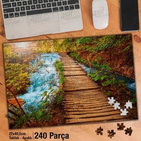 Asil Hobi Göl-Tahta Köprü-Manzara-Doğa Yapboz-Ayak Destekli Çerçeveli 240 Parça Puzzle