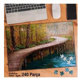Asil Hobi Göl-Tahta Köprü-Manzara-Doğa Yapboz-Ayak Destekli Çerçeveli 240 Parça Puzzle