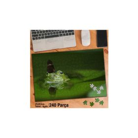 Asil Hobi Göldeki Mutlu Kurbağa-Kelebek-Doğa Yapboz-Ayak Destekli Çerçeveli 240 Parça Puzzle