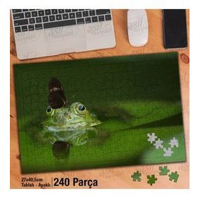 Asil Hobi Göldeki Mutlu Kurbağa-Kelebek-Doğa Yapboz-Ayak Destekli Çerçeveli 240 Parça Puzzle