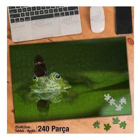 Asil Hobi Göldeki Mutlu Kurbağa-Kelebek-Doğa Yapboz-Ayak Destekli Çerçeveli 240 Parça Puzzle