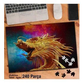 Asil Hobi Golden Dragon-Altın Ejderha Yapboz-Ayak Destekli Çerçeveli 240 Parça Puzzle