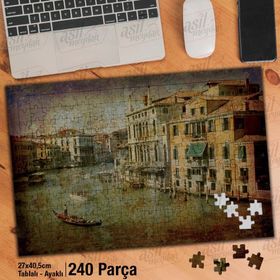 Asil Hobi Gondol-Sandal-Evler-Büyük Kanal-Venedik Yapboz-Ayak Destekli Çerçeveli 240 Parça Puzzle