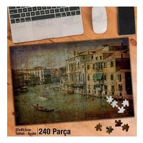 Asil Hobi Gondol-Sandal-Evler-Büyük Kanal-Venedik Yapboz-Ayak Destekli Çerçeveli 240 Parça Puzzle