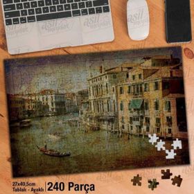 Asil Hobi Gondol-Sandal-Evler-Büyük Kanal-Venedik Yapboz-Ayak Destekli Çerçeveli 240 Parça Puzzle