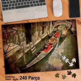 Asil Hobi Gondol-Venedik-Tatil-Gezi Yapboz-Ayak Destekli Çerçeveli 240 Parça Puzzle