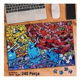 Asil Hobi Grafitti-Duvar Sanatı-Renkler-Soyut Yapboz-Ayak Destekli Çerçeveli 240 Parça Puzzle