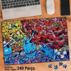 Asil Hobi Grafitti-Duvar Sanatı-Renkler-Soyut Yapboz-Ayak Destekli Çerçeveli 240 Parça Puzzle