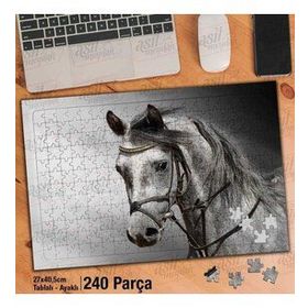 Asil Hobi Gri At-Vahşi Hayvan-Doğa-Tabiat Yapboz-Ayak Destekli Çerçeveli 240 Parça Puzzle