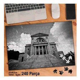 Asil Hobi Gri Resim-Perspektif-Kilise-Mimari Yapboz-Ayak Destekli Çerçeveli 240 Parça Puzzle