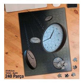 Asil Hobi Gri Zemin-Saatler-Zaman Dilimi Yapboz-Ayak Destekli Çerçeveli 240 Parça Puzzle