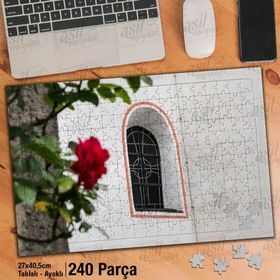 Asil Hobi Gül-Çiçek-Kilise-Pencere-Dış Cephe Yapboz-Ayak Destekli Çerçeveli 240 Parça Puzzle