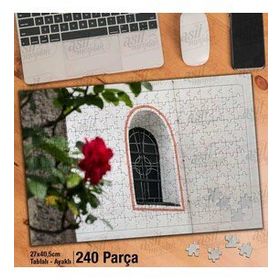 Asil Hobi Gül-Çiçek-Kilise-Pencere-Dış Cephe Yapboz-Ayak Destekli Çerçeveli 240 Parça Puzzle