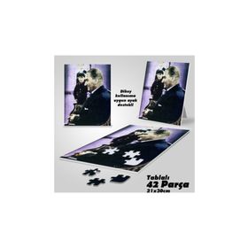 Asil Hobi Gülümseyen Atatürk Yan Portre Ve Küçük Çocuk-Yapboz-Ayak Destekli 42 Parça Puzzle
