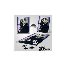 Asil Hobi Gülümseyen Atatürk Yan Portre Ve Küçük Çocuk-Yapboz-Ayak Destekli 42 Parça Puzzle