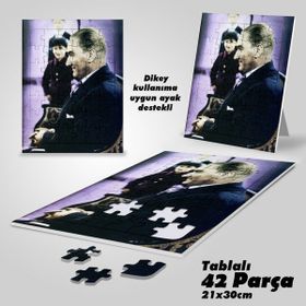 Asil Hobi Gülümseyen Atatürk Yan Portre Ve Küçük Çocuk-Yapboz-Ayak Destekli 42 Parça Puzzle
