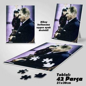 Asil Hobi Gülümseyen Atatürk Yan Portre Ve Küçük Çocuk-Yapboz-Ayak Destekli 42 Parça Puzzle