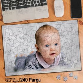 Asil Hobi Gülümseyen Mavi Gözlü Bebek-Bebek Yapboz-Ayak Destekli Çerçeveli 240 Parça Puzzle