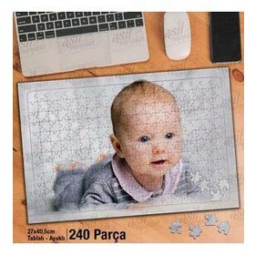 Asil Hobi Gülümseyen Mavi Gözlü Bebek-Bebek Yapboz-Ayak Destekli Çerçeveli 240 Parça Puzzle