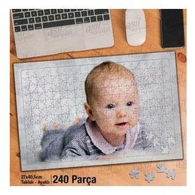 Asil Hobi Gülümseyen Mavi Gözlü Bebek-Bebek Yapboz-Ayak Destekli Çerçeveli 240 Parça Puzzle