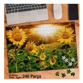Asil Hobi Gün Batımı-Ayçiçeği-Tarla-Doğa-Manzara Yapboz-Ayak Destekli 240 Parça Puzzle
