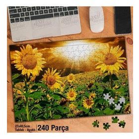 Asil Hobi Gün Batımı-Ayçiçeği-Tarla-Doğa-Manzara Yapboz-Ayak Destekli 240 Parça Puzzle