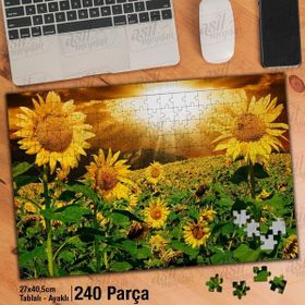 Asil Hobi Gün Batımı-Ayçiçeği-Tarla-Doğa-Manzara Yapboz-Ayak Destekli 240 Parça Puzzle