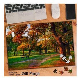 Asil Hobi Gün Batımı-Bank-Ağaçlar-Doğa-Park Yapboz-Ayak Destekli Çerçeveli 240 Parça Puzzle