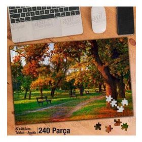 Asil Hobi Gün Batımı-Bank-Ağaçlar-Doğa-Park Yapboz-Ayak Destekli Çerçeveli 240 Parça Puzzle