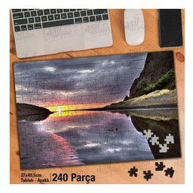 Asil Hobi Gün Batımı-Dağlar-Deniz-Manzara Yapboz-Ayak Destekli Çerçeveli 240 Parça Puzzle