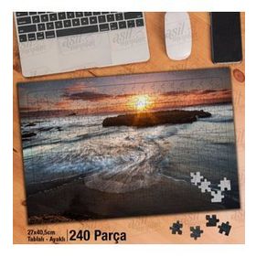 Asil Hobi Gün Batımı-Deniz-Ada-Manzara Yapboz-Ayak Destekli Çerçeveli 240 Parça Puzzle