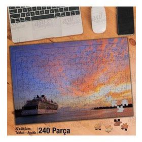 Asil Hobi Gün Batımı-Gemi-Deniz-Manzara Yapboz-Ayak Destekli Çerçeveli 240 Parça Puzzle