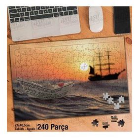 Asil Hobi Gün Batımı-Gemi-Tekne-Deniz-Kağıt Yapboz-Ayak Destekli Çerçeveli 240 Parça Puzzle