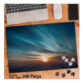 Asil Hobi Gün Batımı-Güneş-Gökyüzü-Manzara Yapboz-Ayak Destekli Çerçeveli 240 Parça Puzzle