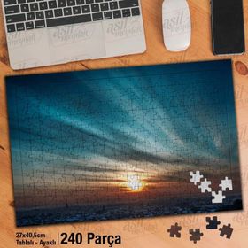 Asil Hobi Gün Batımı-Güneş-Gökyüzü-Manzara Yapboz-Ayak Destekli Çerçeveli 240 Parça Puzzle