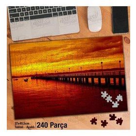 Asil Hobi Gün Batımı-İskele-Deniz-Manzara Yapboz-Ayak Destekli Çerçeveli 240 Parça Puzzle